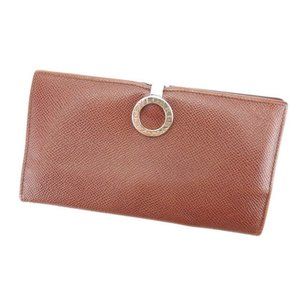 Bvlgari Wallet Purse Long Wallet Brown Silver Woman Authentic Used